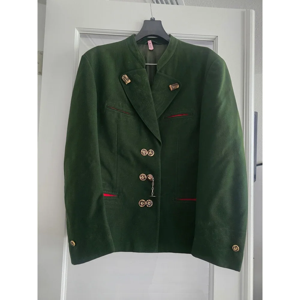 VTG LodenFrey Forest Green Pure Wool Tracten Austrian Jacket